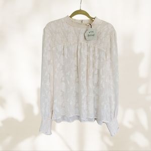 NWT Knox Rose XL Sheer Ivory Blouse